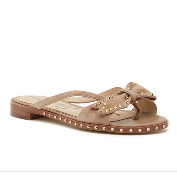 Sam Edelman Dariel Studded Bow Tan Sandal - Picture 7 of 7